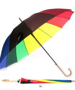 מטריות | מטריות ממותגות | הדפסה על מטריות | מטריות לפרסום | מטריה ממותגת 16 צלעות צבעי הקשת