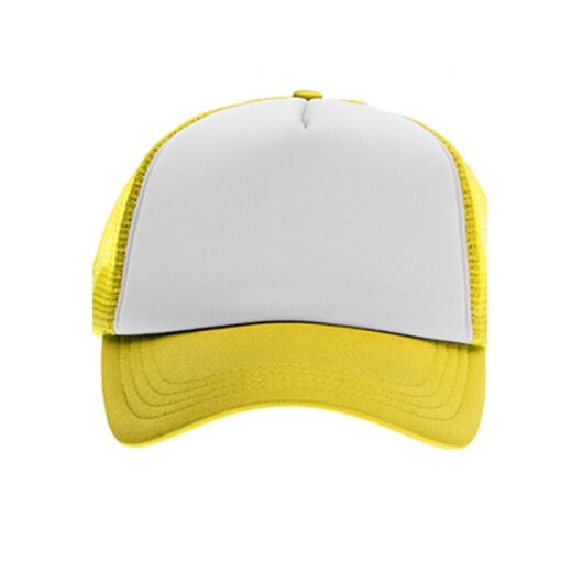 כובע רשת ממותג צהוב | הדפסה על כובעים | כובעים להדפסה | כובעים ממותגים