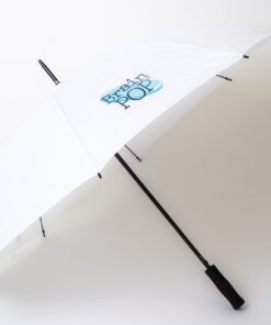 מטריה לבנה מיתוג צבעוני | מטריות ממותגות | הדפסה על מטריות | מטריות לפרסום